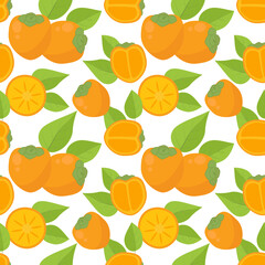 Persimmon fruits seamless pattern