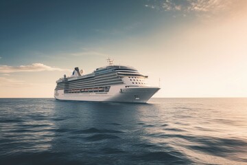 Fototapeta na wymiar Cruise ship on vacation at sea. Generative AI