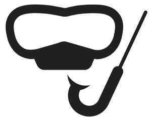 Snorkeling mask black icon. Underwater swimming gear