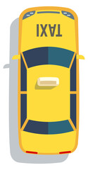 Taxi cartoon icon. Yellow cab top view