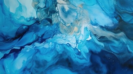 Obraz na płótnie Canvas A Minimalistic Abstract Texture of Blue and Gold Paint. Generative AI