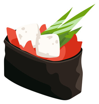 Guncan sushi. Asian fish dish. Realistic seafood