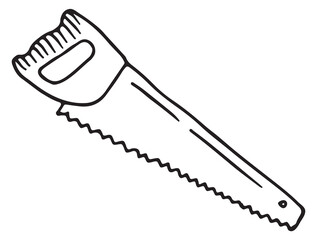 Saw doodle icon. Hand tool for wooden work