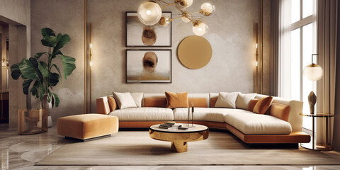 Interior design of modern living room. Created with generative AI