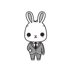 cartoon bunny rabbit wearing suit with a smile