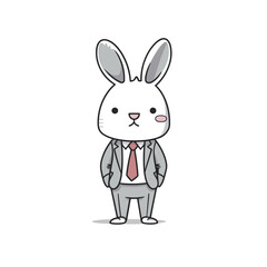 cartoon bunny rabbit wearing suit with a smile