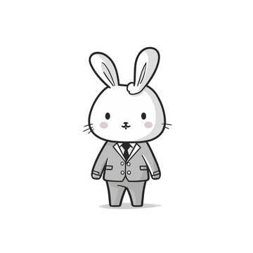 cartoon bunny rabbit wearing suit with a smile