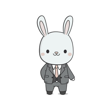 cartoon bunny rabbit wearing suit with a smile