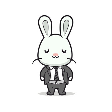 cartoon bunny rabbit wearing suit with a smile