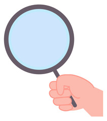 Magnify glass in hand. Looking icon. Search symbol