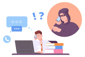 Phone fraud. Money theft. Hacker phishing data