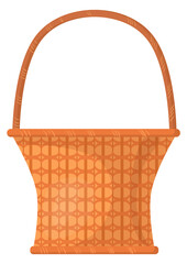 Cartoon wicker basket icon. Handmade rural container