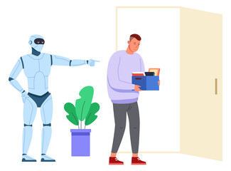 Robot firing human employee. Future office work