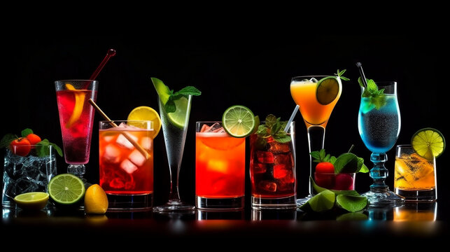 glass of cocktails in dark background