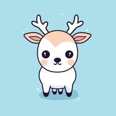 Obraz na płótnie Canvas Cute kawaii reindeer chibi mascot vector cartoon style