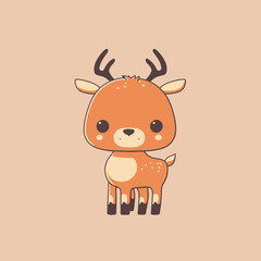 Cute kawaii reindeer chibi mascot vector cartoon style