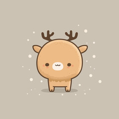 Cute kawaii reindeer chibi mascot vector cartoon style