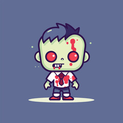 Cute kawaii zombie chibi mascot vector cartoon style