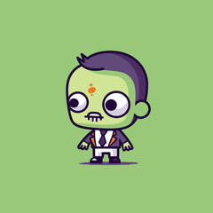Cute kawaii zombie chibi mascot vector cartoon style
