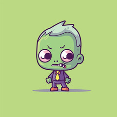 Cute kawaii zombie chibi mascot vector cartoon style