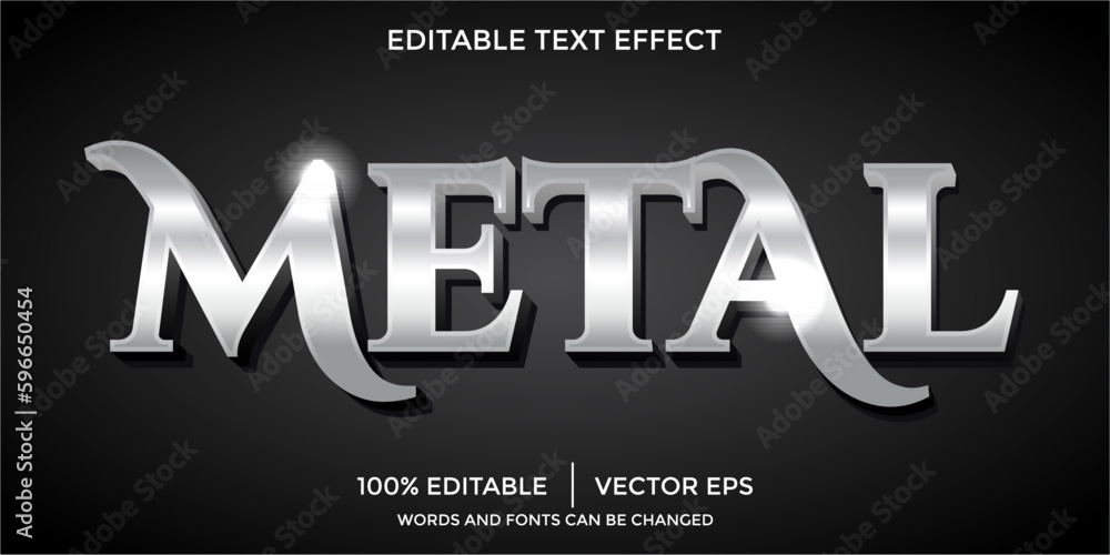 Poster editable vector metallic text effect