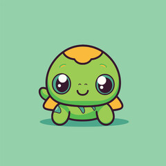 Cute kawaii turtle chibi mascot vector cartoon style