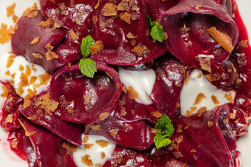 Ukrainian dish vareniki with cherries