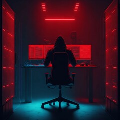 Futuristisches Design Mysteriöser Charakter vor Tech Hintergrund