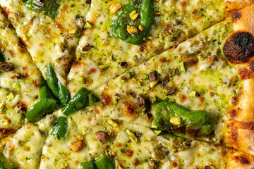 Obraz na płótnie Canvas Pizza with jalapeno and pistachios
