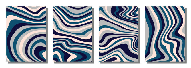 Abstract psychedelic groovy set background.