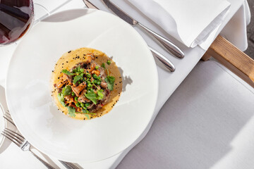 Beefsteak with chanterelle mushrooms © Ukrainian Food Photo