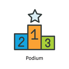 Podium Vector Fill Outline Icons. Simple stock illustration stock