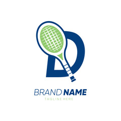 Letter D Initial Tennis Racket Logo Design Vector Icon Graphic Emblem Illustration