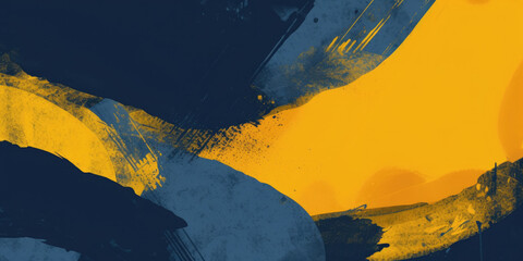 Dark blue and yellow brush texture background. Abstract brush background, flat shapes