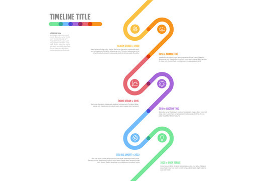 Infographic Company Milestones curved thick line Timeline Template