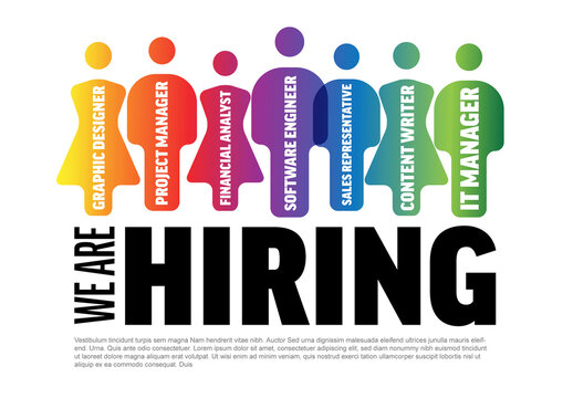 We are hiring minimalistic flyer template with position names and silhouettes