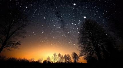 Fototapeta na wymiar Night starry sky look up