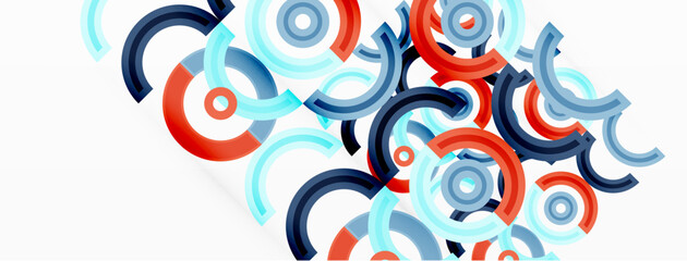 Circles are arranged in a grid pattern abstract background and feature a range of different colors, including shades of various colors. Template for wallpaper, banner, presentation, background
