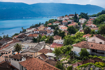 Naklejka na ściany i meble Houses in Herceg Novi seen from Kani Kula fortress, Montenegro