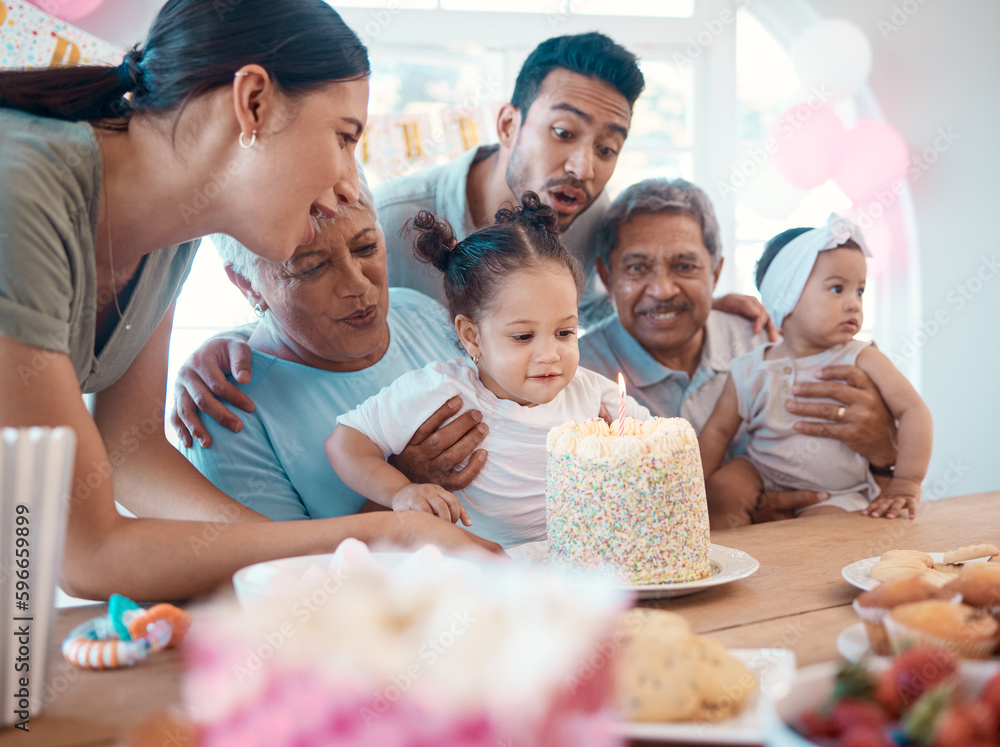 Wall mural its your birthday. shot of a family celebrating a birthday together at home.