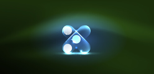 Abstract glowing neon light techno circles background