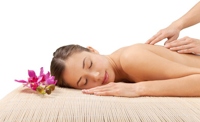 Fototapeta na wymiar Young attractive woman getting spa massage