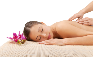 Young attractive woman getting spa massage