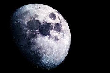 The moon from outer space on a dark background. Elements of this image furnished NASA.