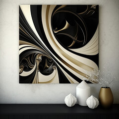 Black Beige abstract Wall Art design