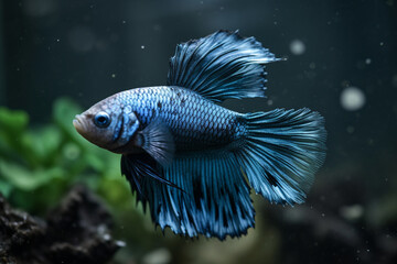 photo of long-tailed bright purple betta fish