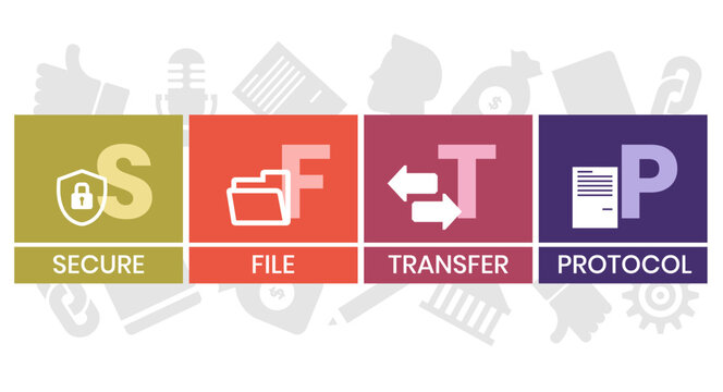 SFTP - Secure File Transfer Protocol acronym. business concept background. vector illustration concept with keywords and icons. lettering illustration with icons for web banner, flyer, landing page
