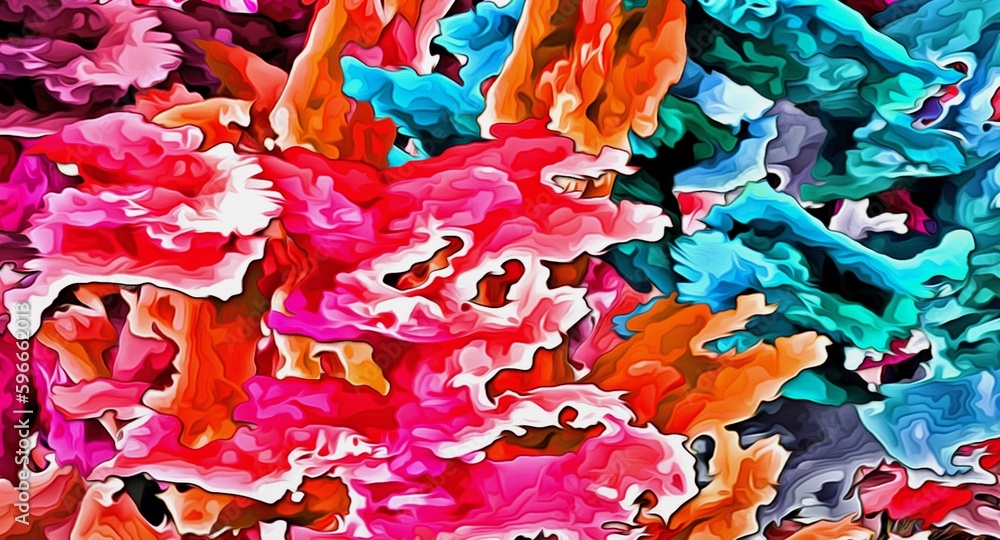 Poster abstract texture psychedelic fractal of chaotic figures of various shapes and sizes