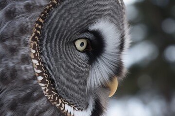 an owls face in a forest setting. Generative AI