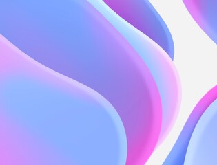 3D abstract wavy shapes. Blue and pink gradient liquid